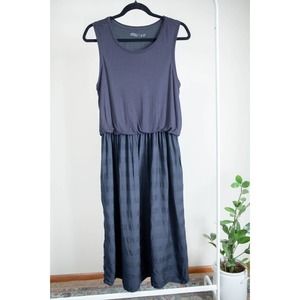 Prana Women's Black Perry Midi Dress Blouson Fit Flare Sleeveless SZ M